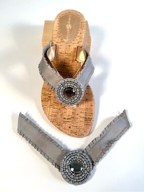 Lindsay Phillips SwitchFlops Gray Medallion Interchangeable Straps Sz M